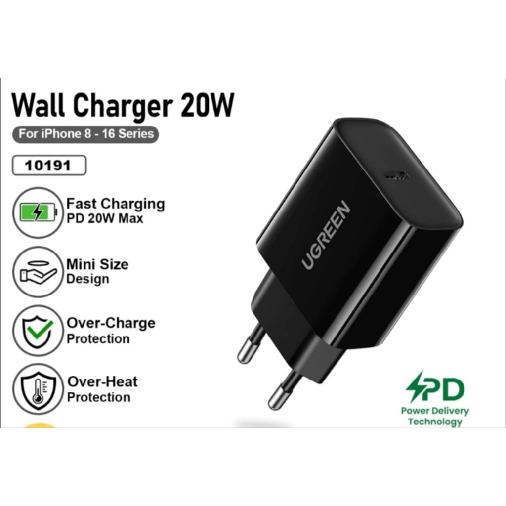 UGREEN USB-C 20W PD FAST CHARGING ADAPTER TRAVEL CHARGER 20 วัตต์ GAN