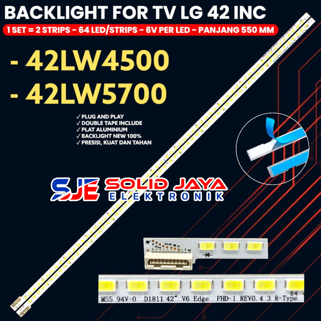 LG 42 INCH LED TV BACKLIGHT 42LW5700 42LW4500 42LW 64K 6V 42 V6 Edge FHD-1 REV1.0 1