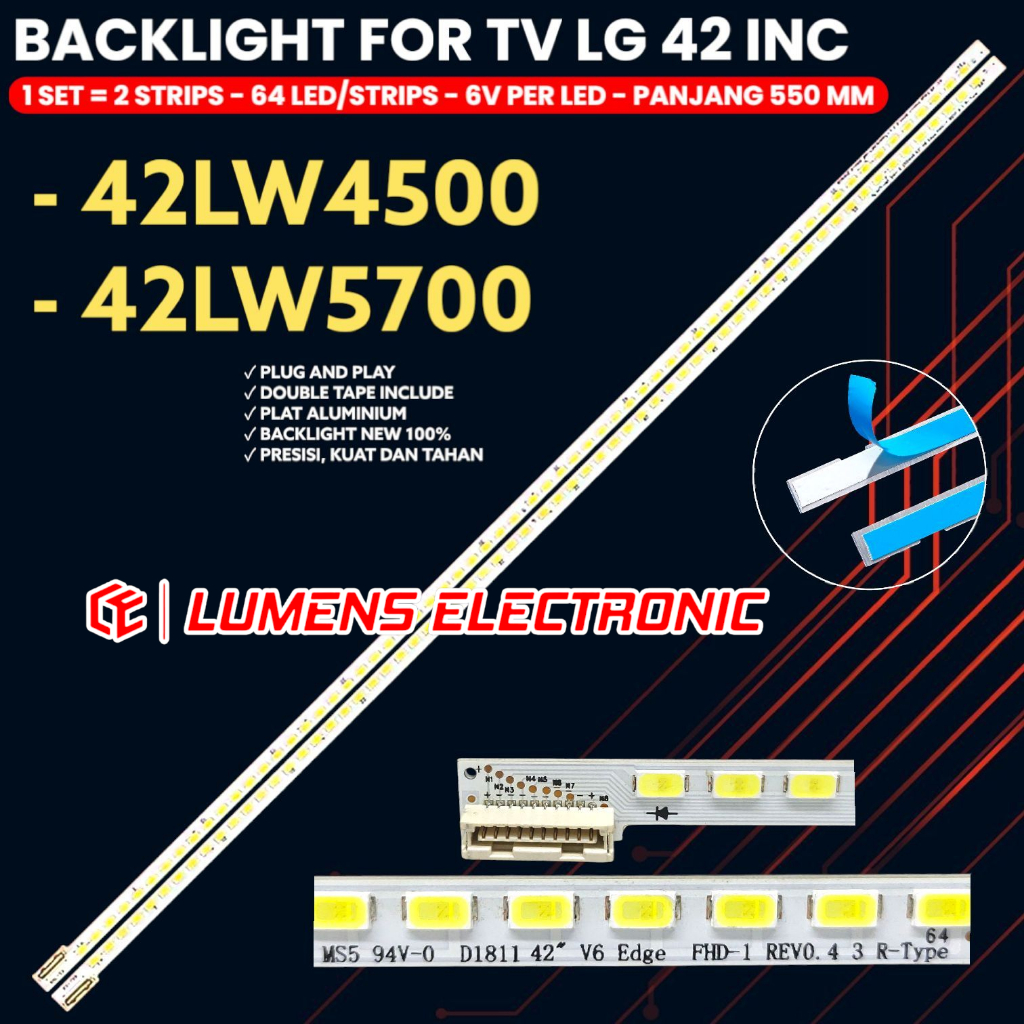 LG 42 INCH LED TV BACKLIGHT 42LW5700 42LW4500 42LW 64K 6V 42 V6 Edge FHD-1 REV1.0 1