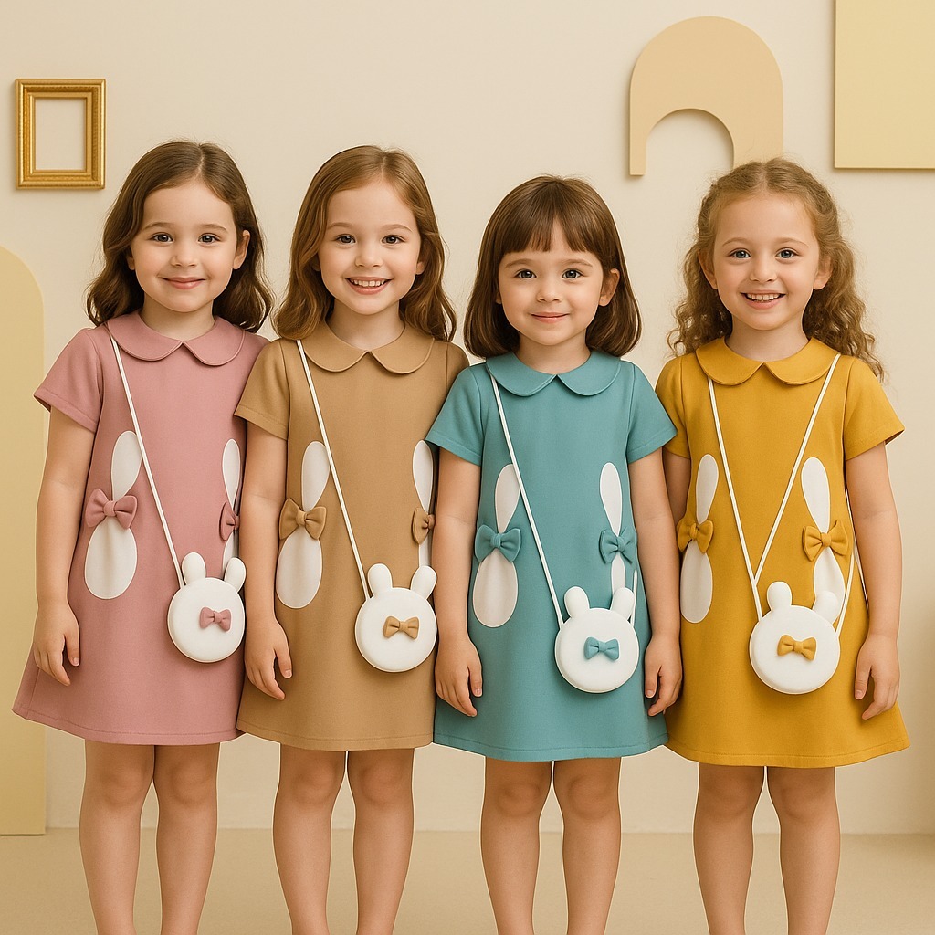 YUFFIE ชุดเดรสเด็กผู้หญิง แฟชั่น ลายกระต่าย 4301