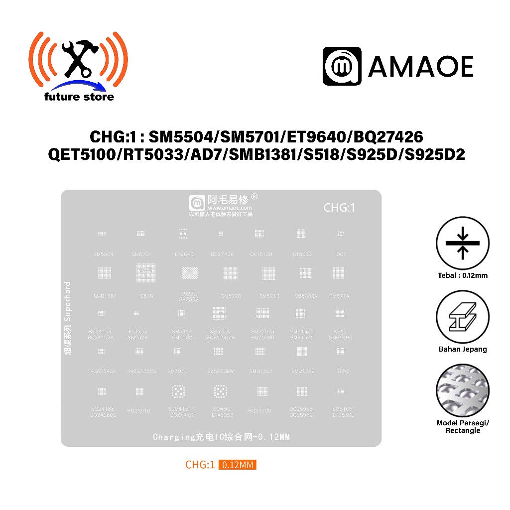Amaoe CHG1 SMB1399 BGA S518 IC Charger Plate Mold Original - TPS65643A CPU IC Mold 348S / 358S SM301
