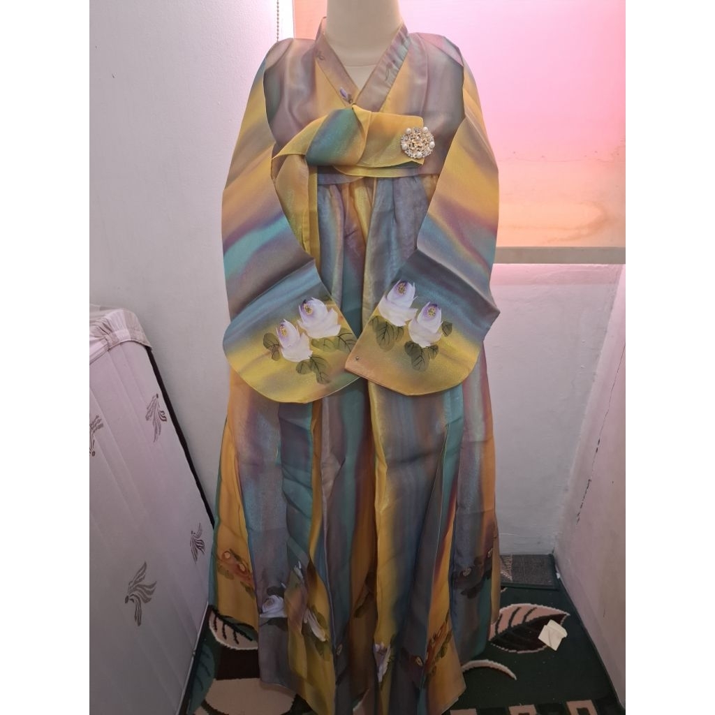 เสื้อฮันบกสีเกาหลี LD 92cm เสื้อยาว 129cm