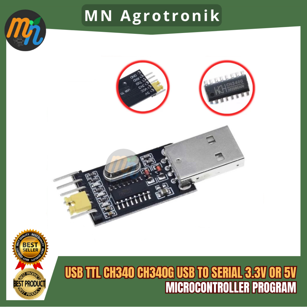 USB TTL CH340 CH340G USB TO SERIAL 3.3V หรือ 5V MICROCONTROLER PROGRAM