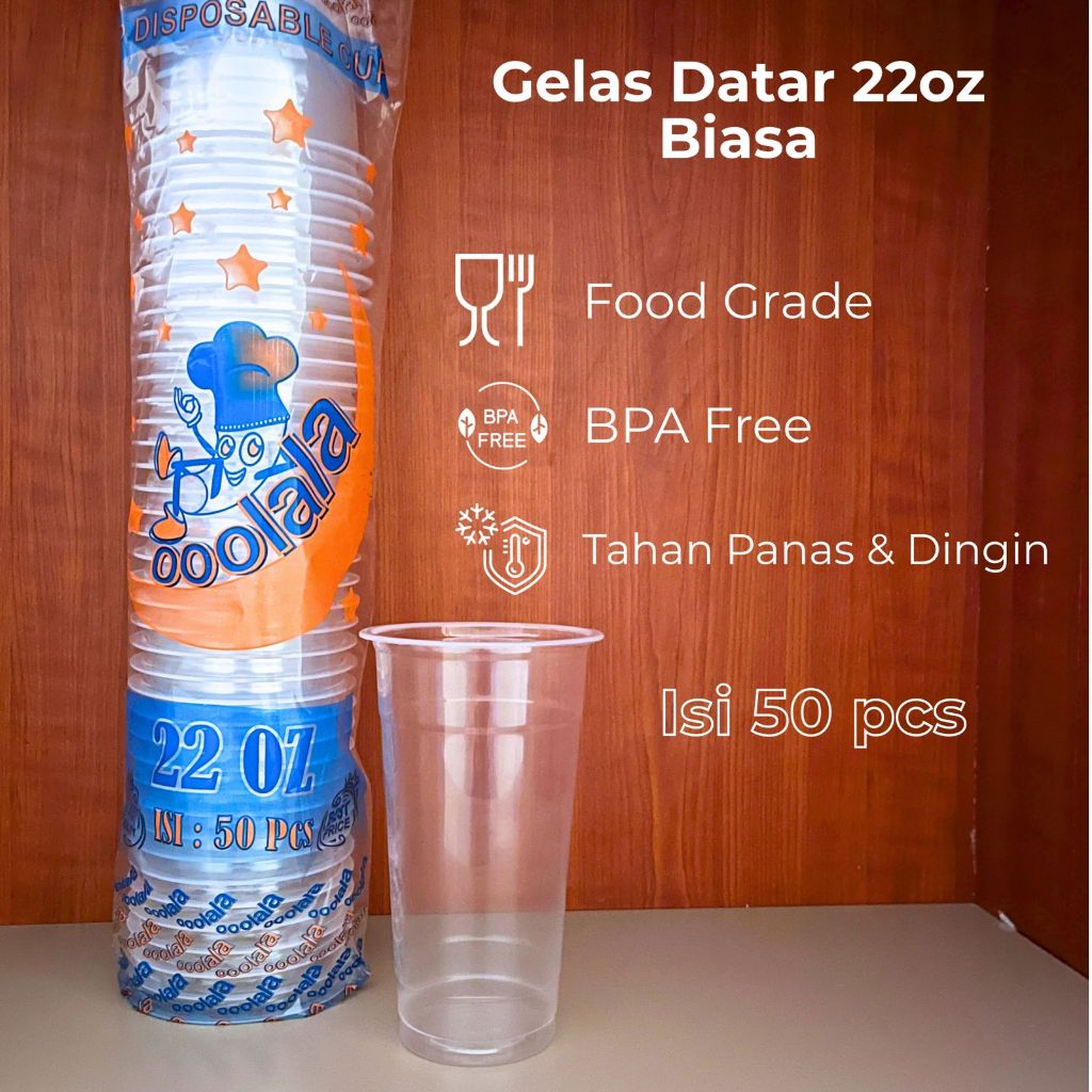 (ขายส่ง) ถ้วยพลาสติกจัมโบ้ 22Oz (50) ยี่ห้อ Ooolala สําหรับภาชนะดื่มชาเย็น Telescor