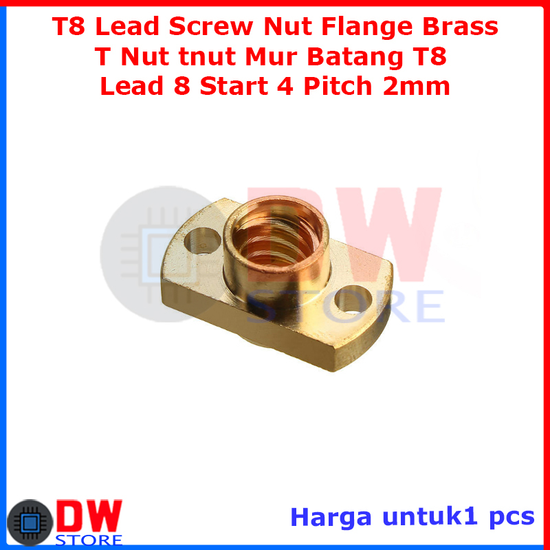 CNC 3D เครื่องพิมพ์ T8 สกรูตะกั่ว Nut ทองเหลือง T รูปร่าง T Nut Tnut Nut ท่อสกรูตะกั่ว 8 มม.Pitch 2 
