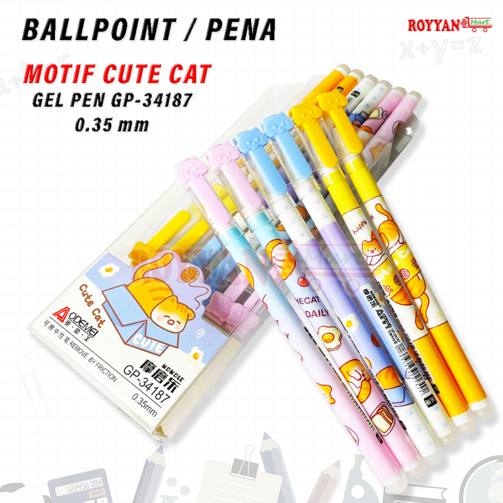 BALLPOINT Cute Cat Motif Pen ปากกาเจลน่ารัก 0.35 mm AOMEI GP-34187
