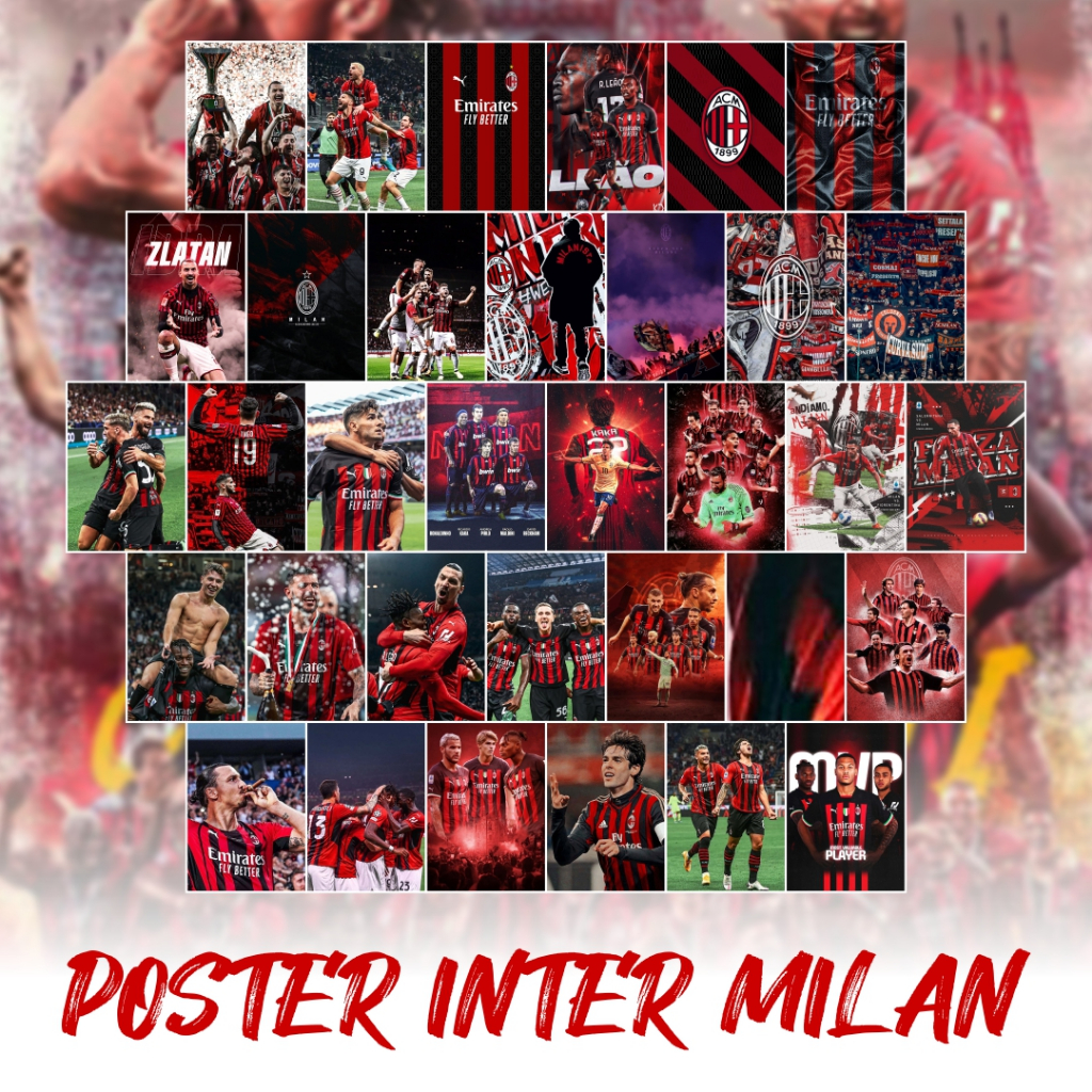 โปสเตอร์ติดผนัง AC MILAN FORZA MILAN ฟรีสติ๊กเกอร์