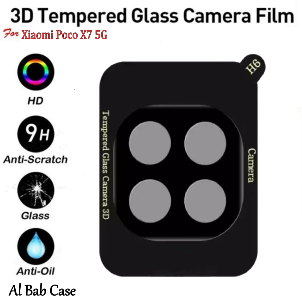 กระจกนิรภัยกล้อง XIAOMI POCO X7 PRO X6 5G FRAME ตัวป้องกันเลนส์ 3D สีดํา