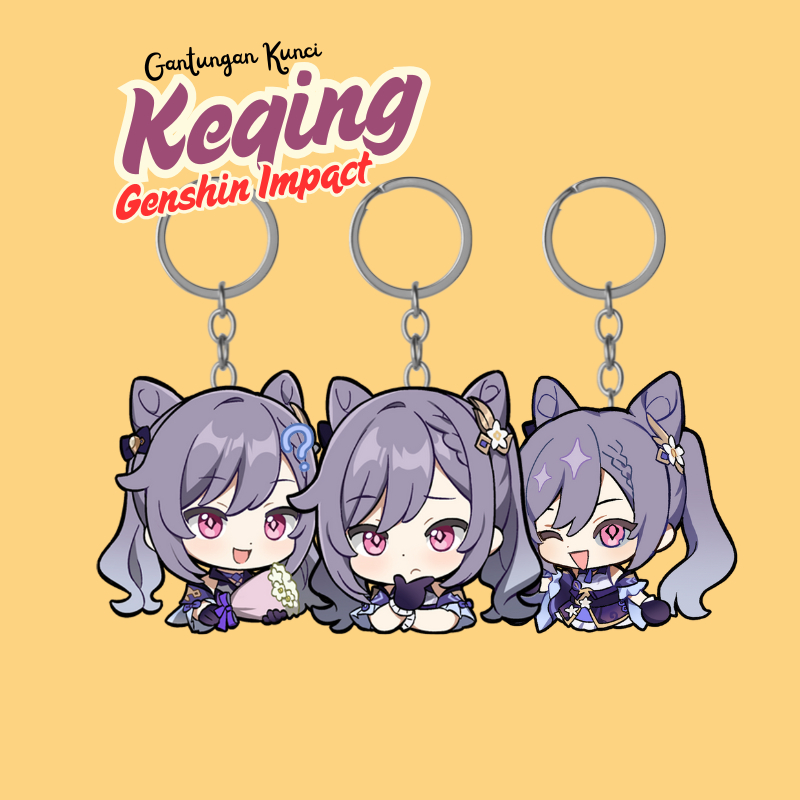 พวงกุญแจ GANTUNGAN Genshin Impact Keqing | พรีเมี่ยมเลเซอร์ตัด 2 ด้าน ยูวี พวงกุญแจอะคริลิค | พวงกุญ