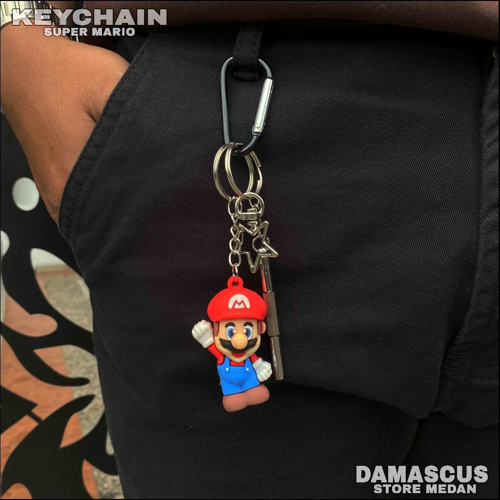 GANTUNGAN Carabiner พวงกุญแจพวงกุญแจ Y2K Carbiner kaler skena Pants Bag Mario - damascus