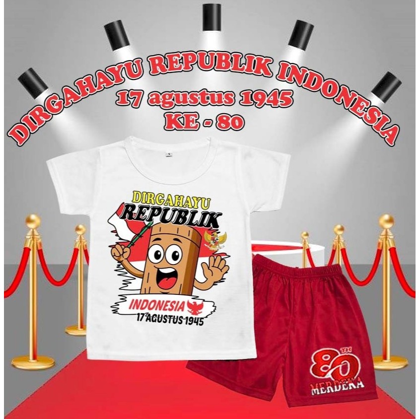 MERAH ชุดเด็ก 17 An สิงหาคม 2025 ชุดเด็ก 17 An Hut Ri สีแดงและสีขาว Amak Contemporary Ank Cewe Wanse