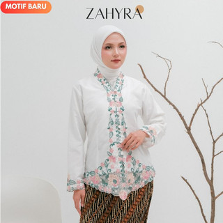 Kebaya Encim Zahyra Motif Melati Bordir Lengan Panjang Two Tone