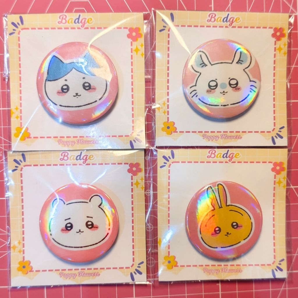 ปุ่มพิน Chikawa Hachiware Chikawa Usagi Momonga [Fanmerch By PoppyFlawer Chiikawa Badge]