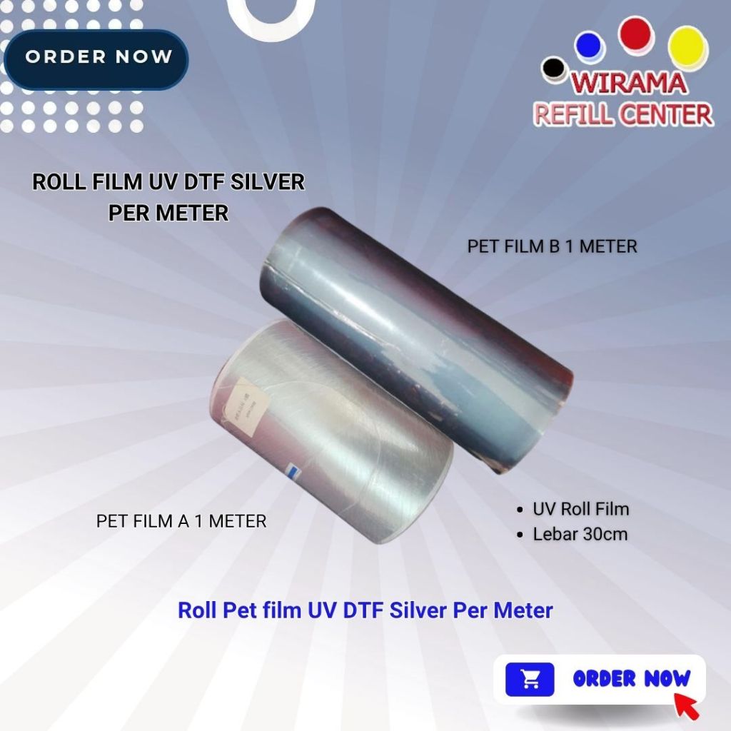 ม้วนฟิล์มสัตว์เลี้ยง UV DTF Silver Per Meter