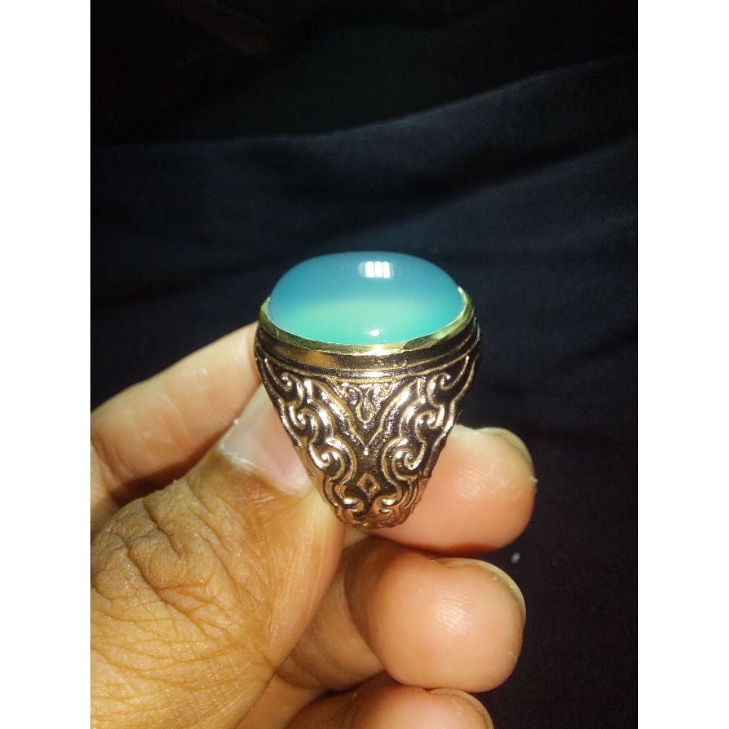 Chalsedony SPIRULINA BLUE RING STONE
