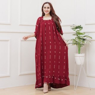 Dress Wanita Jumbo Ld 140 Model Fuji Terbaru Bahan Rayon Premium Adem Kekinian Simpel
