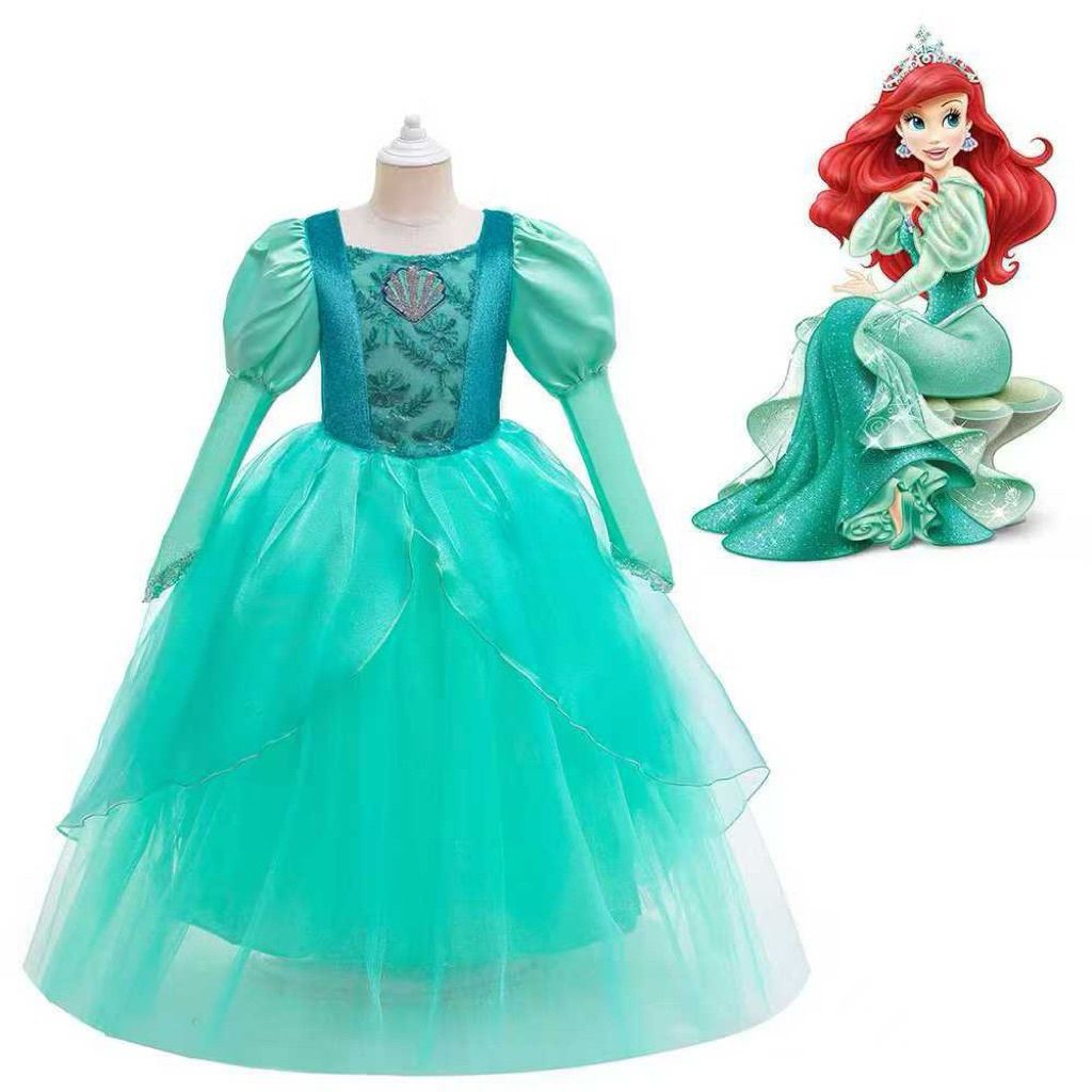 M020 LITTLE MERMAID ARIEL TOSCA TEAL GOWN COSTUME DRESS PARTY DRESS GIRLS COSPLAY