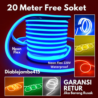 Lampu Led Neon Flex 20 Meter kamar Aesthetic Tempel Dinding Dekorasi Rumah Detak Jantung Free Socket