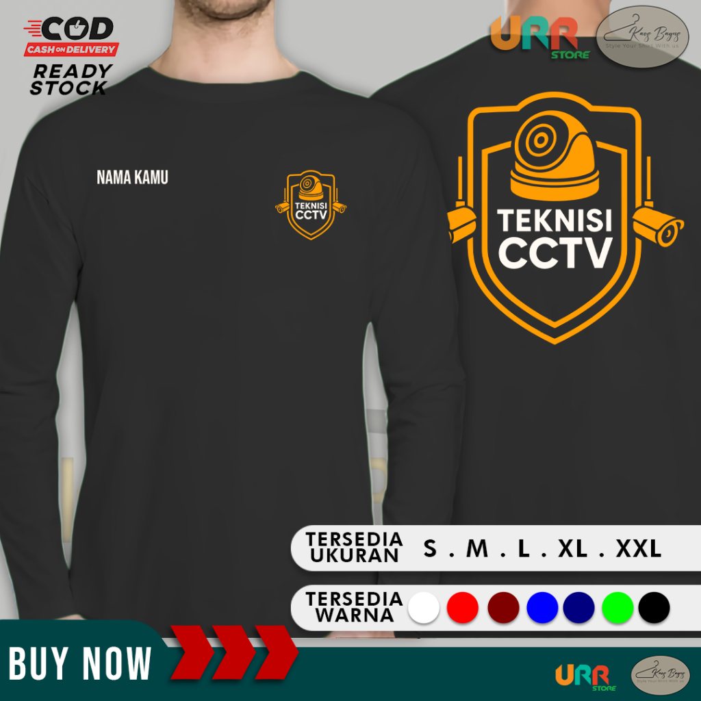 เสื้อยืดแขนยาว CCTV Technician T-Shirt V1 สามารถขอชื่อได้ | เสื้อผ้า Distro | พิมพ์หน้าจอ DTF พรีเมี