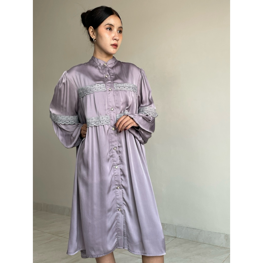 Sellena Dress Flowday / cradensa mix brocade / แฟชั่นผู้หญิง / เดรส Midi ผู้หญิง / S-XL