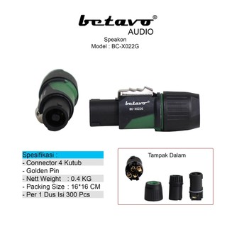 Speakon Betavo BC-X022G | Connector 4 Kutub | Gold Pin | Speakon Speaker