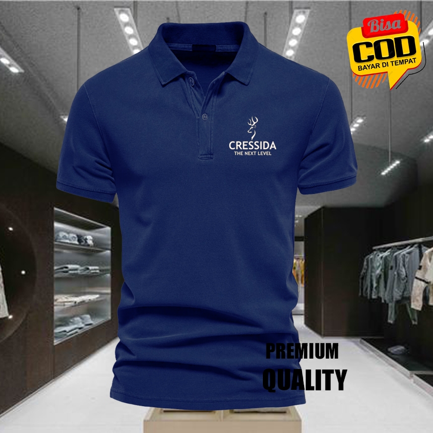 เสื้อโปโล / CSD TEXT เสื้อยืดคอปกสีขาว Premium Polo POLYSTER วัสดุแขนสั้น / เสื้อผ้าผู้ชายและผู้หญิง
