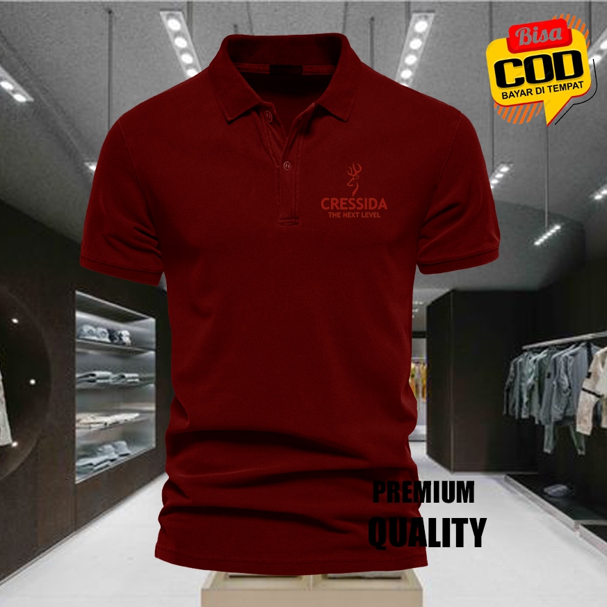 MERAH เสื้อโปโล / CSD TXT เสื้อยืดคอปกสีแดง Premium Polo POLYSTER วัสดุแขนสั้น / เสื้อผ้าผู้ชายและผู