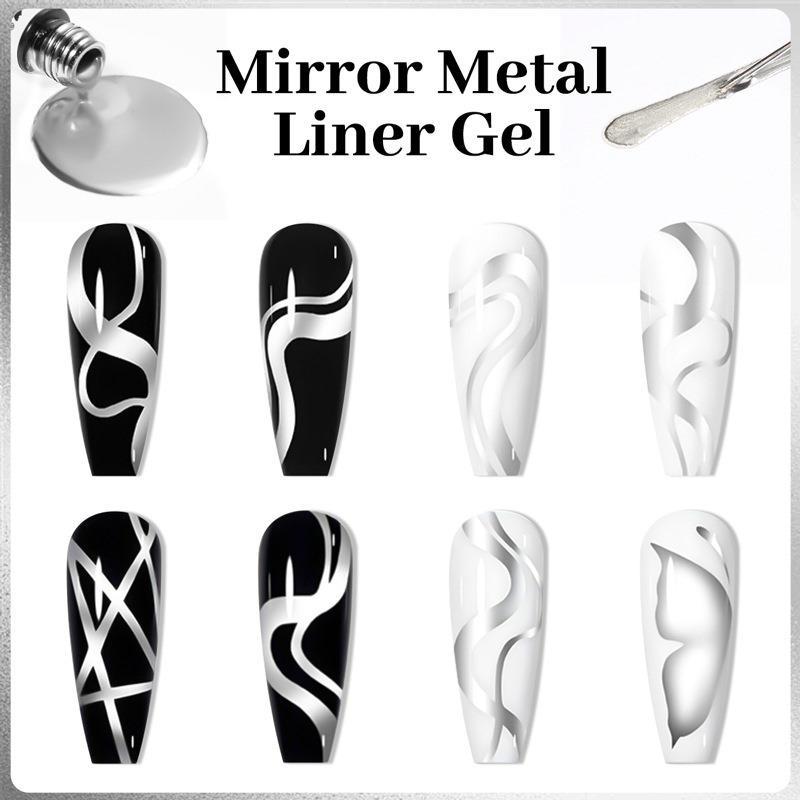Monja Mirror Metal Gel 5ML Nail Art Polish Line Gel Painting Nail Line Art Gel สําหรับทํารูปแบบเส้นเ