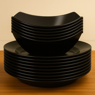 PROMO 12 PCS PIRING MANGKOK LENGKUNG SEMI MELAMIN MELAMINE MIE SOTO RAMEN BAKSO JEPANG SET