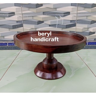 standing cake/dulang kayu 30cm motif cekung (coklat gelap)