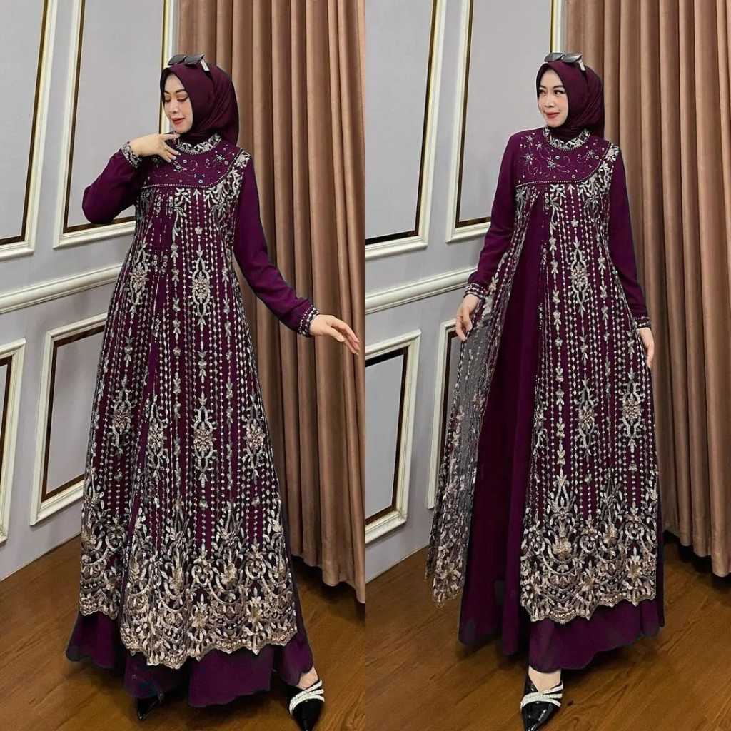 มุสลิมผู้หญิง Gamis Gsmis หรูหราผู้หญิง Gamis แนวโน้ม Jumbp ชุด Gamis Lebara 2026 Ghames ล่าสุด 2026