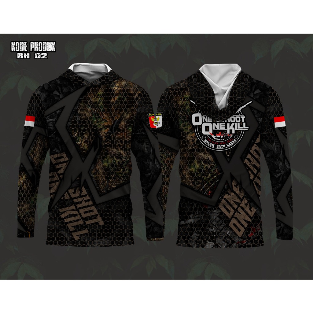 ONE SHOOTING ONE KILL HUNTER MOTIF CAMO SHIRT / PERBAKIN CAMO HUNTING SHIRT