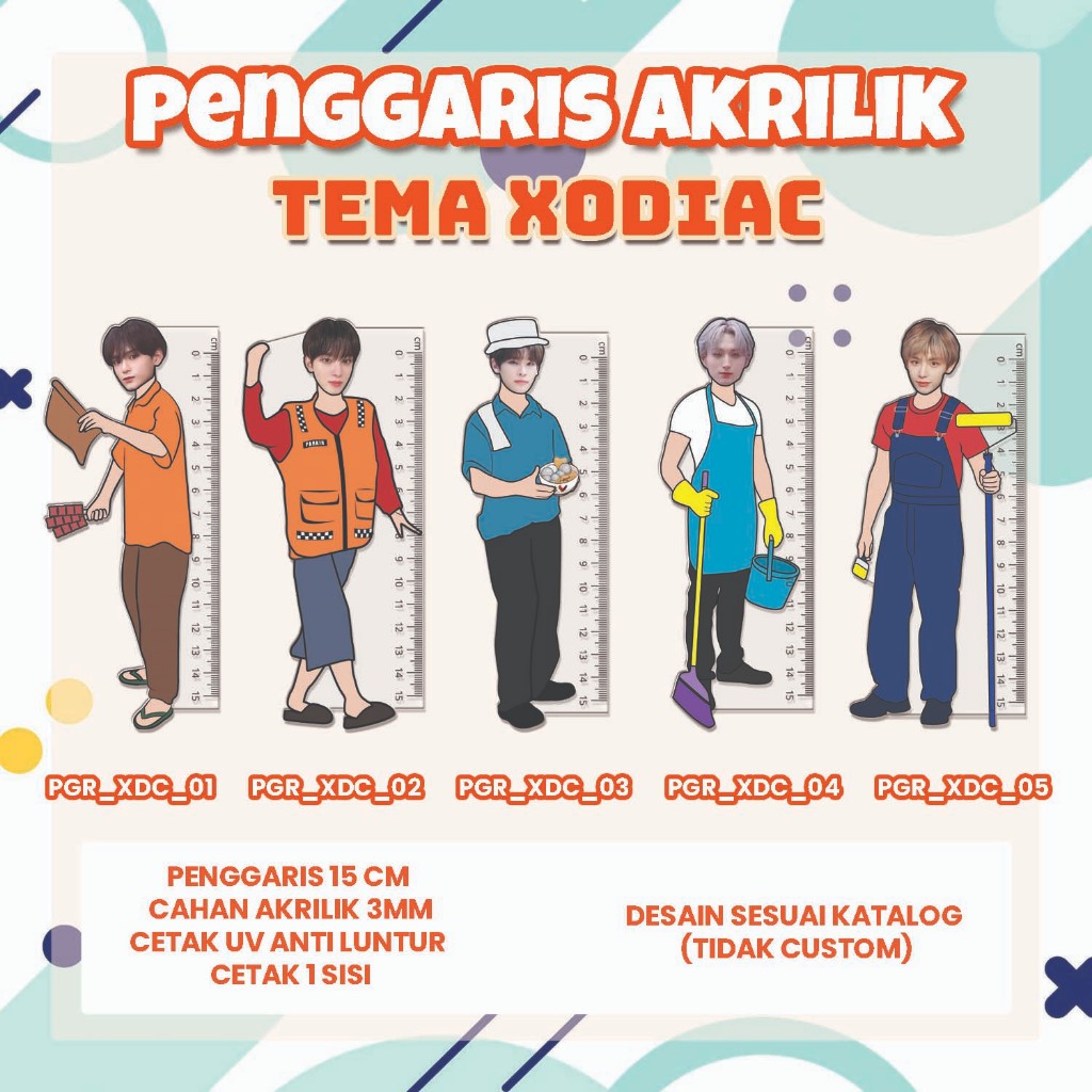 UNIQUE VIRAL CUTE RULER - KPOP ACRYLIC RULER - XODIAC Group - รหัส PGR_XDC