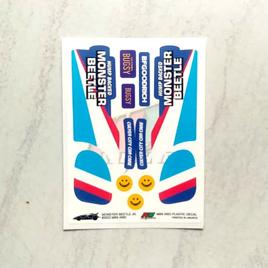 สติ๊กเกอร์ MERAH Monster Beetle - Blue Body and White Combine - Vinnyl Lam. GLOSSY GLOSSY GLOSSY