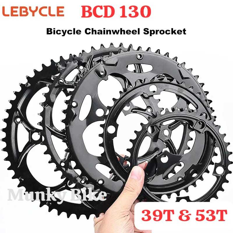 Chainring Lebycle Double Triple 130 BCD 39T 50T 53T แฉกกว้างไม่แคบ 130 เหล็ก