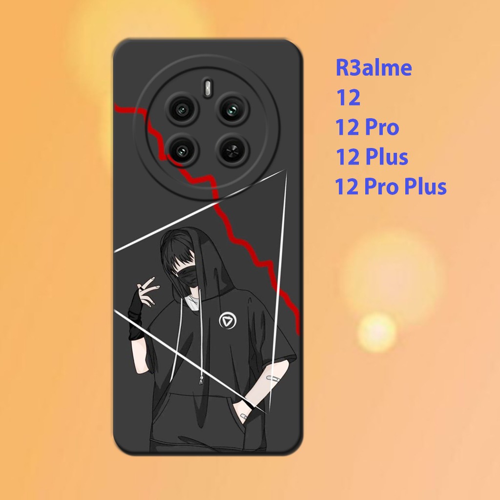 เคส realme 12, Realme 12 Pro, Realme 12 Plus, Realme 12 Pro Plus - ซิลิโคนยืดหยุ่นสีดํา