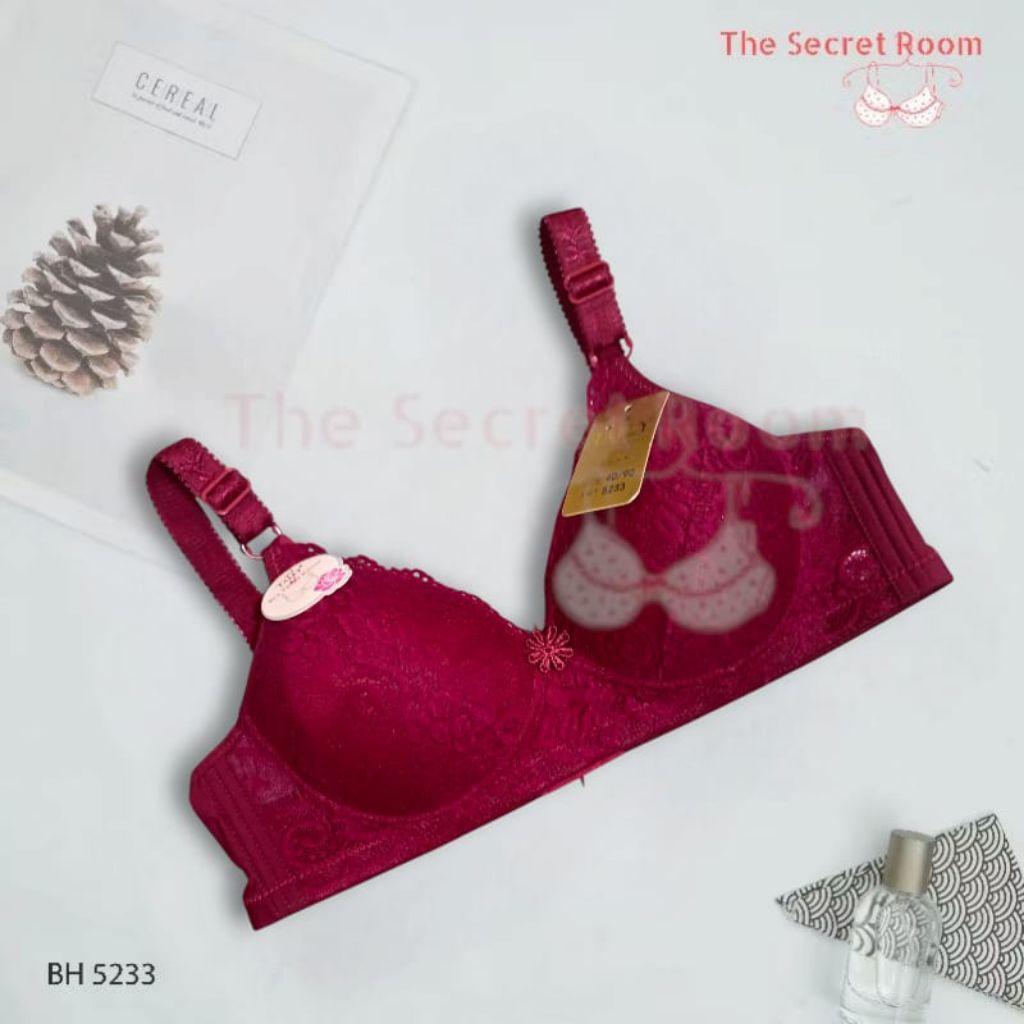 TALLY BRA BH 5233 I CUP BI THIN FOAM I WIRELESS I FINE LACE MATERIAL I 3 HOOKS I SIZE 34 - 40