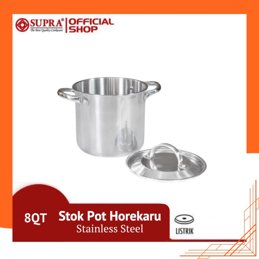 HOREKARU SUPRA PAN Stainless Steel 8 Qt Stock Pot