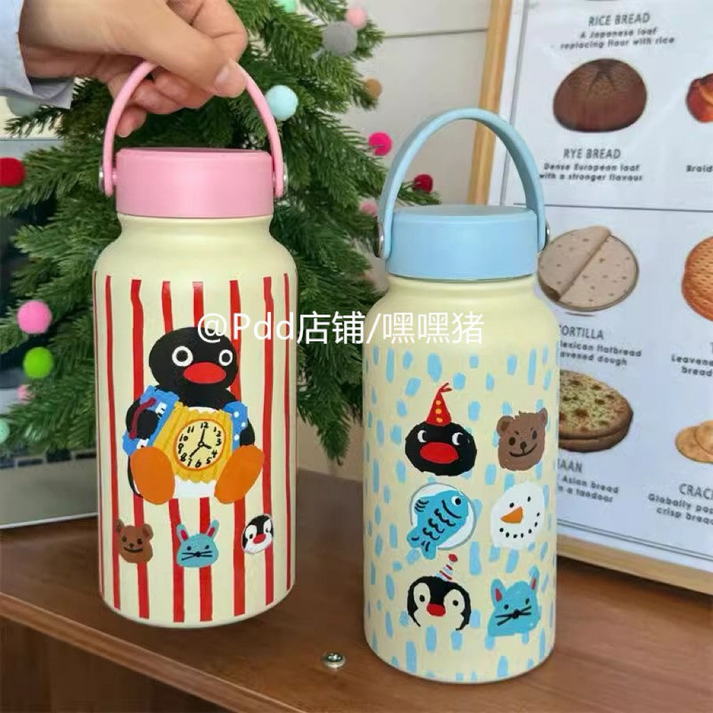 TERMOS [PREORDER] Penguin Cartoon Thermos Drinking Bottle 304 Stainless Steel – ดีไซน์น่ารักและพกพา