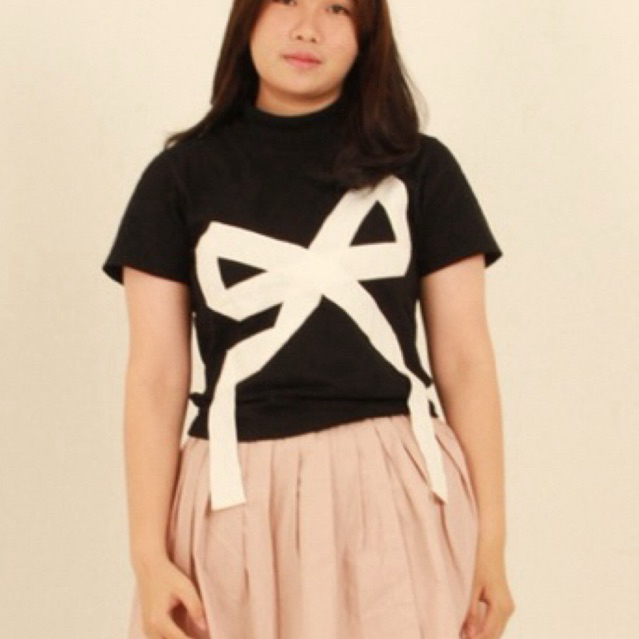 KS5_Ribbon Crop Top สีดํา