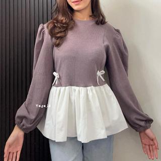 Tasa.id | Baju Balon Knitt Atasan Wanita Tangan Panjang | Blouse Baloon Casual