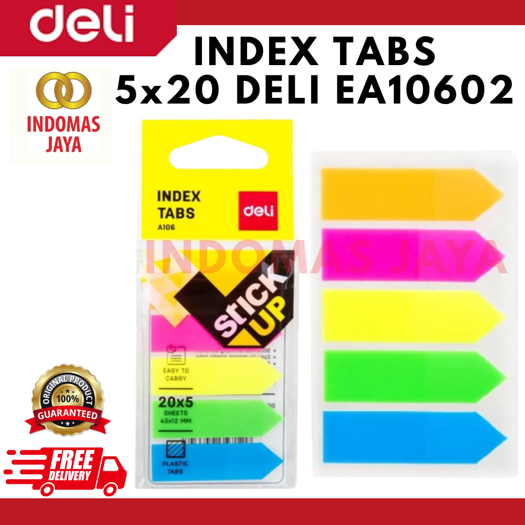 Deli Index Tab Sticky 43  12 มม./ 520 แผ่น 5 สี Strong ทนทานกาว EA10602