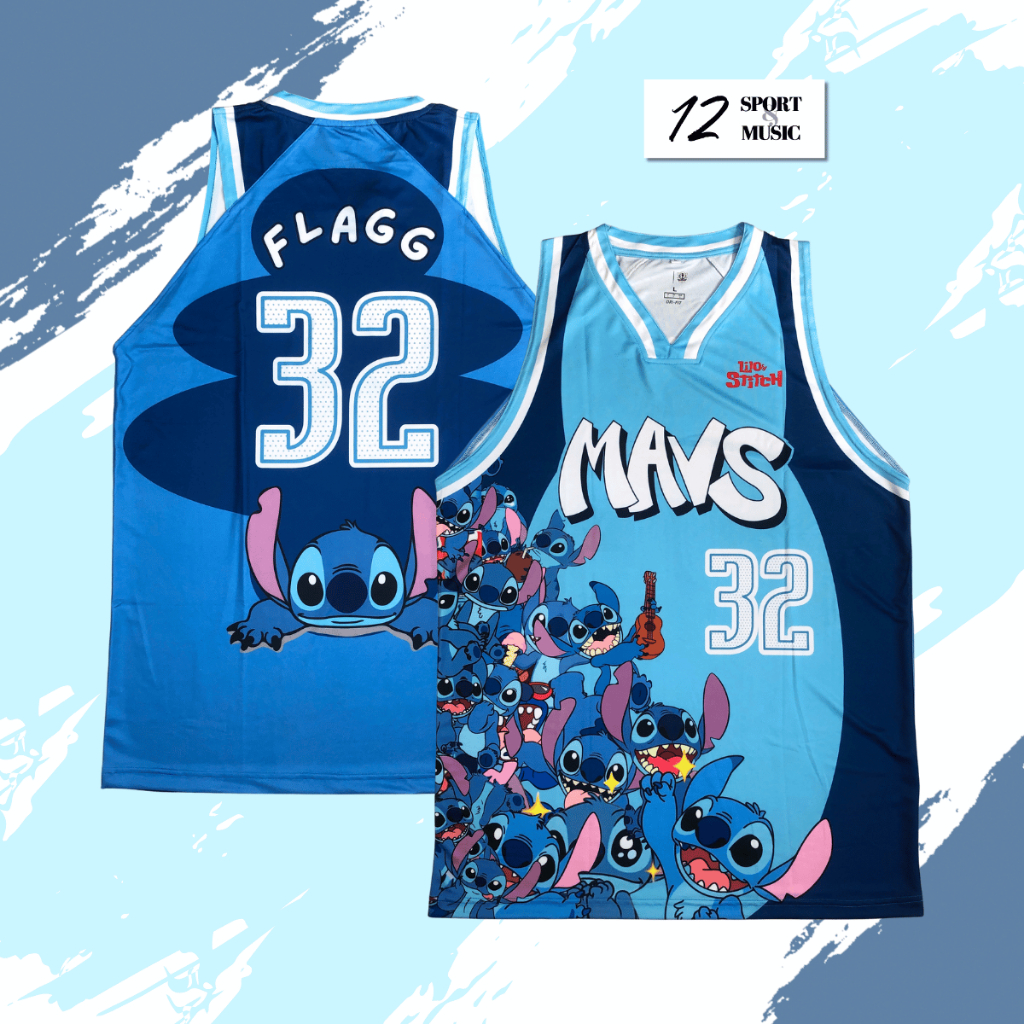 Dallas M4v3r1ck5 นําเข้าเสื้อบาสเก็ตบอลการพิมพ์จําลอง D0nc1c Flagg Irving