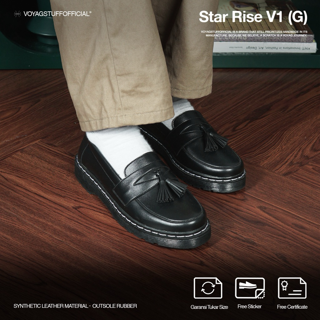 Voyagegstuffofficial - Star Rise V1 - G รองเท้าโลฟเฟอร์เพนนีสีดําสําหรับผู้ชาย