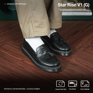 Voyagstuffofficial - Star Rise V1 - G Sepatu Penny Loafers Hitam Pria
