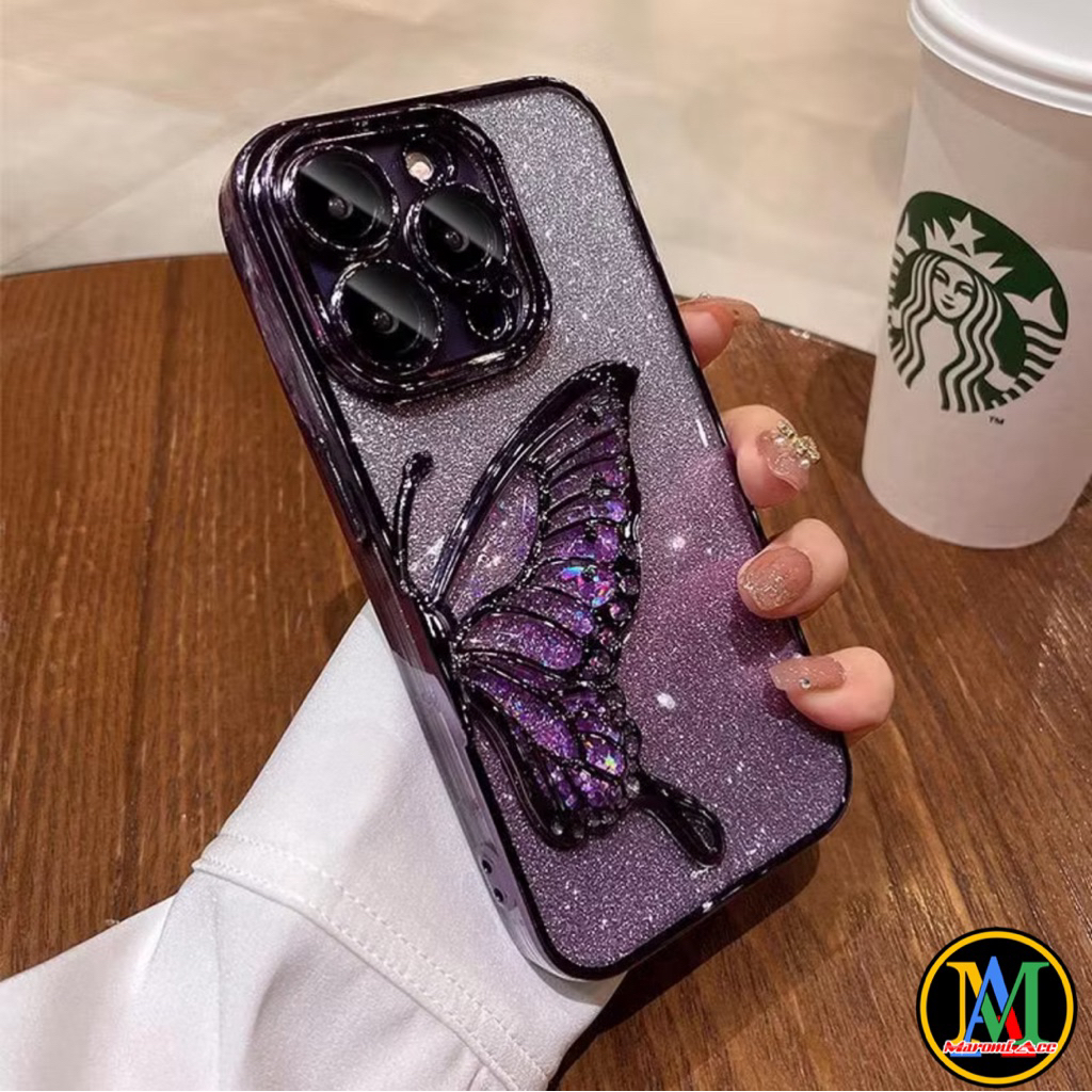 CASE REALME LUXURY BUTTERFLY GLITTER U1 2 2 PRO 5 5i 5S 9i 14 14T C1 C11 2020 2021 C12 C15 C2 C20 C2