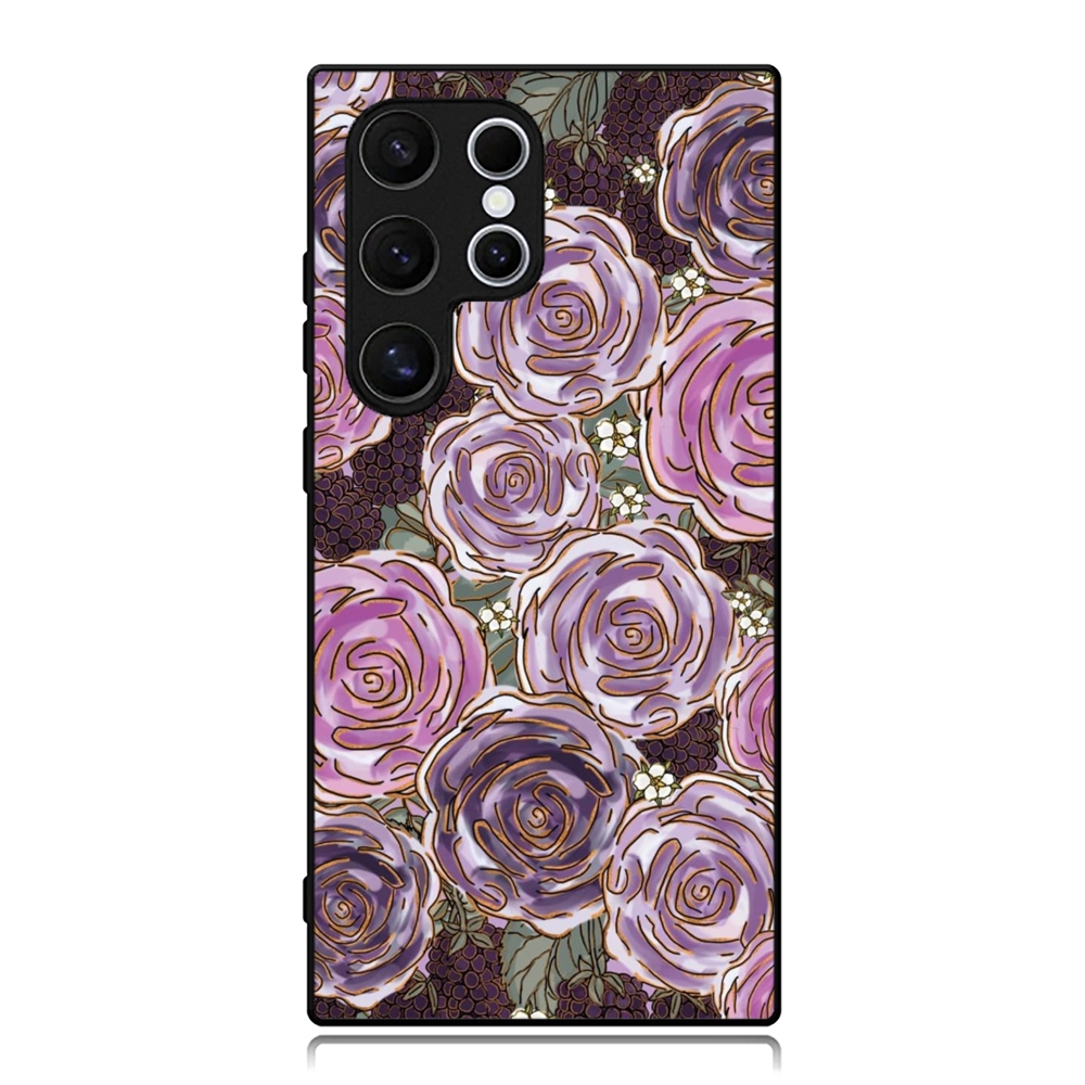 เคส Samsung S25 S24 S23 S22 S21 S20 S9 S8 Ultra Plus FE Edge Phone Softcase Blackberry Floral Water 