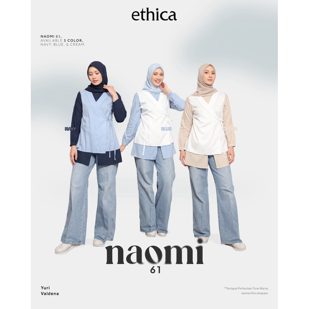 ETHICA NAOMI 61 BLOUSE TOP (กรมท่า น้ําเงิน ครีม)