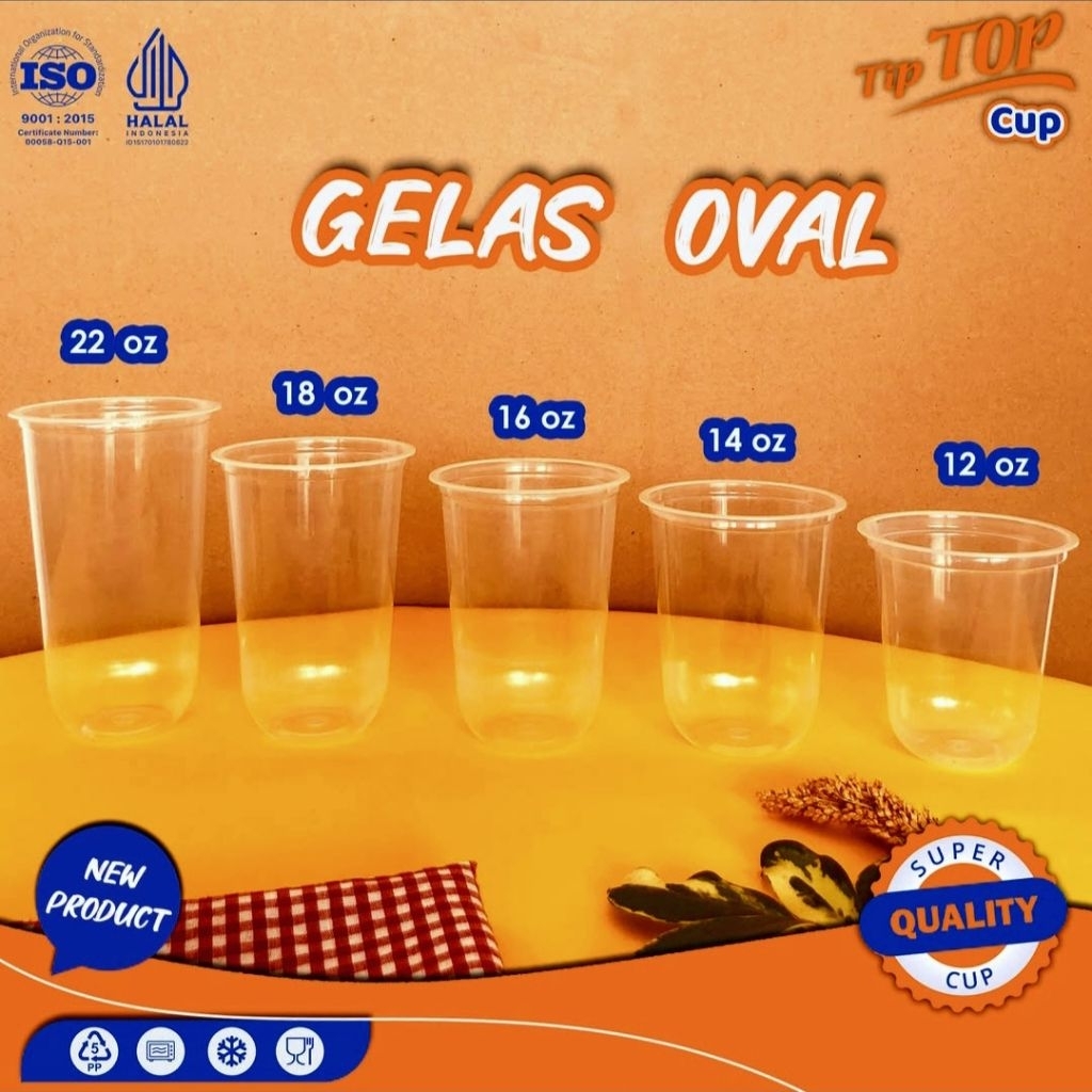 ถ้วยทิปท็อปพลาสติก 12oz/14oz/16oz/18oz/22oz [50 ชิ้น]