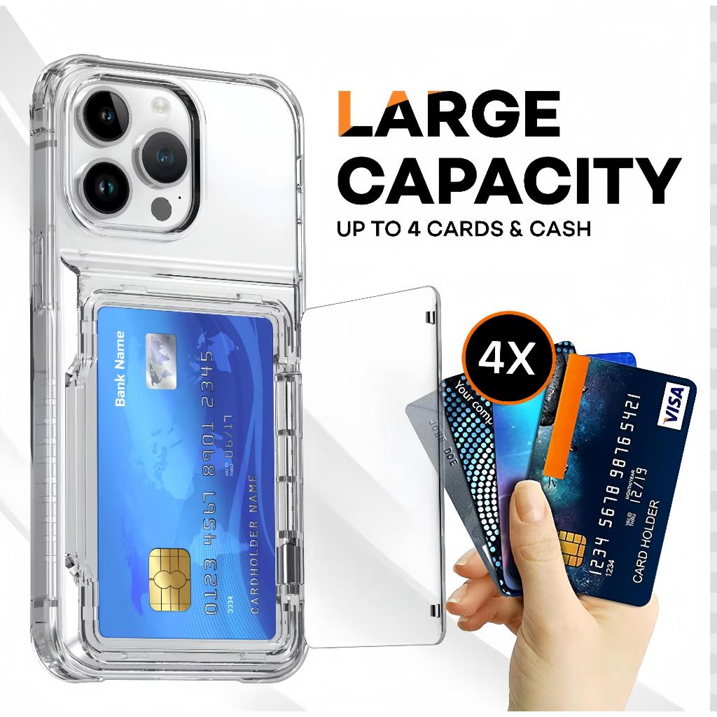 R-JUST อย่างเป็นทางการรับประกัน 1 ปีกรณีพรีเมี่ยม iPhone 15 Pro Anti Shock Card Slot MultiCard Holde